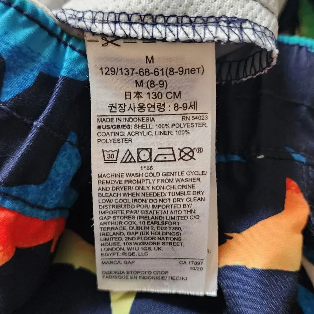 Gap Kids Boy's Multi-Color Shark Graphic Swimwear Swim Trunks Medium M 8